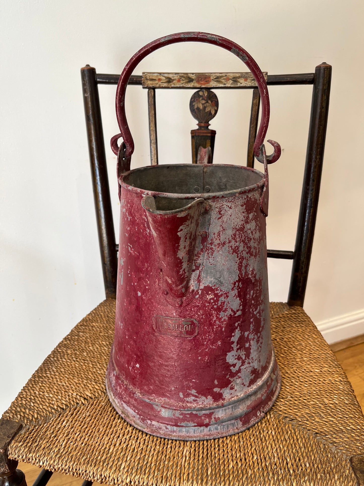 Large painted galvanised jug